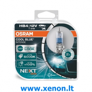 OSRAM HB4 9006 5000K +100% Cool Blue Intense NEXT Gen lemputės